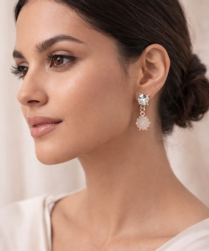 Elegant Gold Plated Crystal Drop Earrings for Women