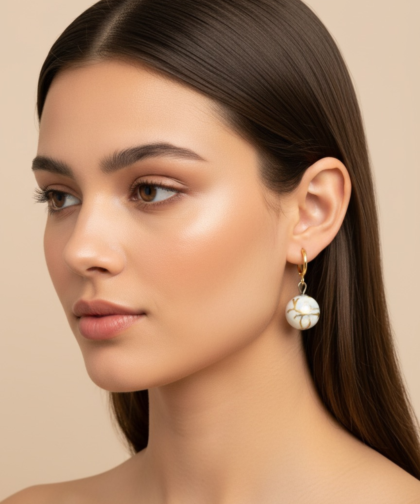 Minimal Gold Hoop Pearl Earrings for Women & Girls