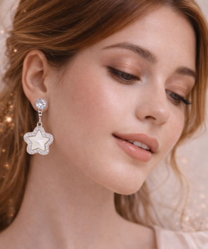 Moonlight Star Pearl Earrings for Women & Girls – Graceful & Trendy